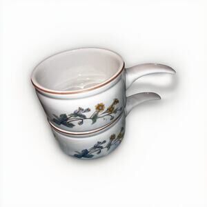 2 WOODHILL Oven Safe Fine Bakeware Onion Soup bowls Handles Floral Pattern